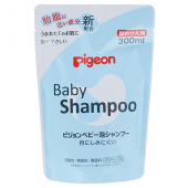 PIGEON Пенный Шампунь Baby Shampoo БЕЗ СЛЕЗ с керамидами без аромата, возраст 0+, мягкая упаковка 300 мл