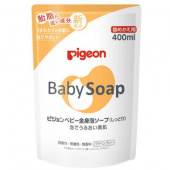 PIGEON Детское пенное мыло Baby foam Soap с гиалуроновой кислотой и керамидами, возраст 0+, сменная упаковка 400 мл 