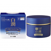 Rohto HADA LABO Shirojyun Premium Отбеливающий питательный увлажняющий крем для лица с Витаминами С и Е, 2мя типами гиалуроновой кислоты банка 50 гр.