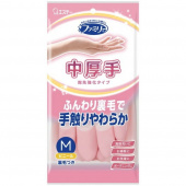 Перчатки ST Family для хозработ виниловые с внутренним ворсом розовые размер М (дл.32 дл пальц 8,3см) 
