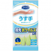 Перчатки ST FAMILY виниловые (тонкие, антибактериальное покрытие на кончиках пальцев), L (бело-зеленые) 1пара