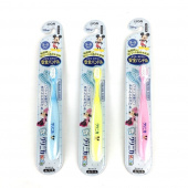 LION Детская зубная щетка KIDS серия Disney от 3 до 5 лет, средняя жесткость, силиконовая нескользящая ручка: желтая, голубая, розовая 